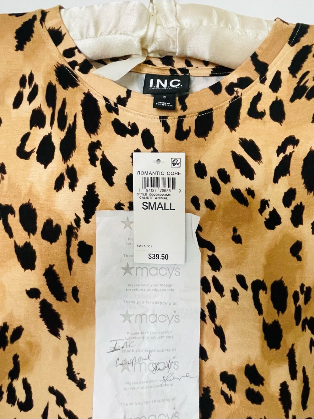 INC International Concepts Tan and Black Leopard Print Blouse